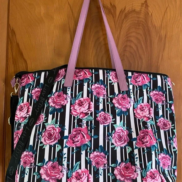 Betsey Johnson Pink and Black Floral Tote Bag - Picture 7 of 15
